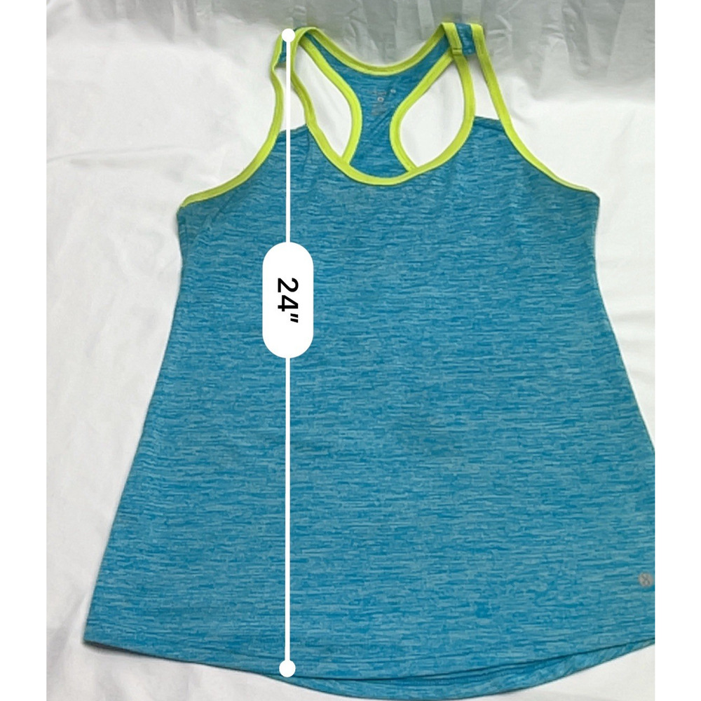 Layer 8 Performance Racerback Active Wear Tank Top Size Small Blue Lime Green - Picture 5 of 5